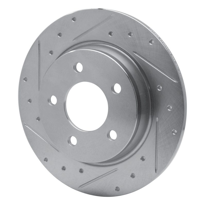 Mazda 3 Brake Rotor (1) - Rear Left - R1 Concepts - Drilled & Slotted - Silver - `04-`13